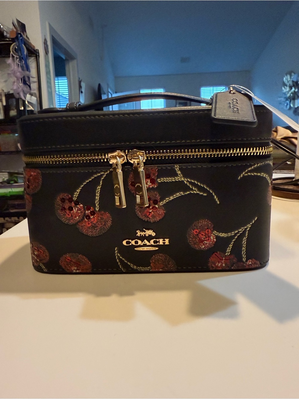 Coach Black Cherry Embroidered Cosmetic & Makeup Case